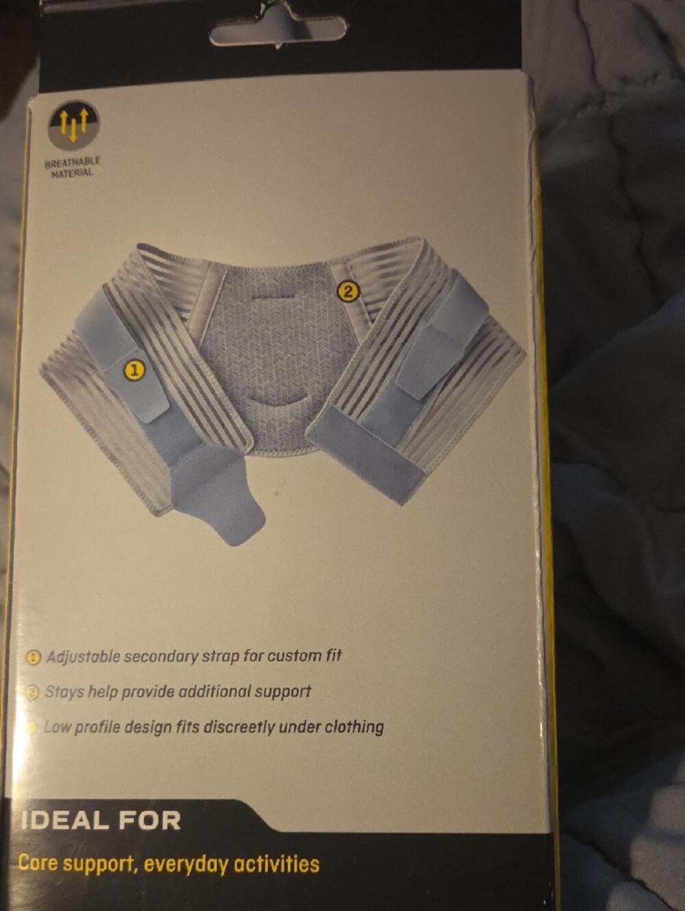 Futuro Women's Back Support Belt in Gray with Yellow Trim - Picture 2 of 3